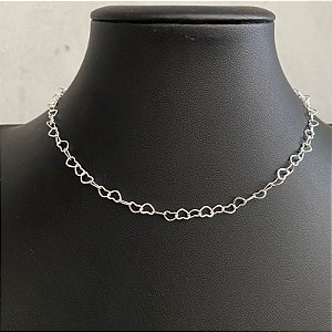 Colar Choker Coração Prata