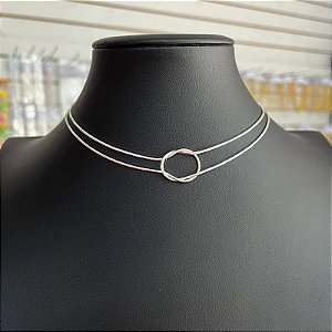 Colar Choker Nó Grande Prata