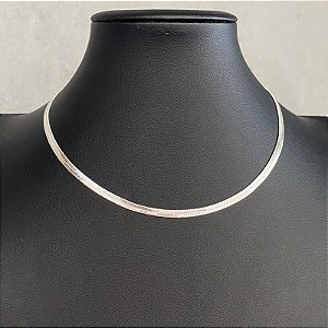 Colar Choker Fita Prata