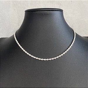 Colar Choker Cordão Baiano Prata