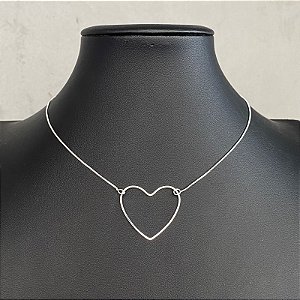 Colar Choker Coração G Prata