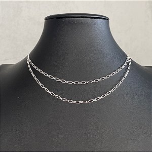 Colar Choker Duplo Corrente Prata
