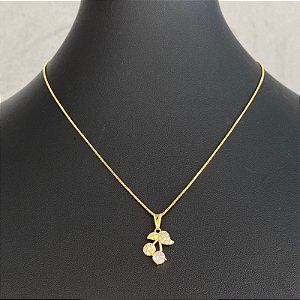 Colar Pingente Cereja Dourado