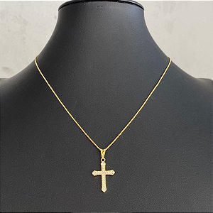 Colar Pingente Cruz Dourado