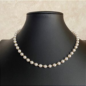 Colar Choker Pérolas Dourado