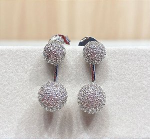 Brinco Cravejado Zircônia Modelo Piercing Prata