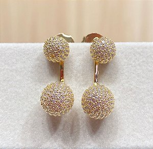 Brinco Cravejado Zircônia Modelo Piercing Dourado