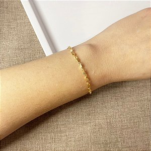 Pulseira Elo Quadrado Dourada