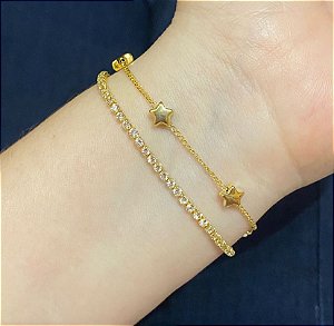 Pulseira Dupla Veneziana/Estrela Dourada