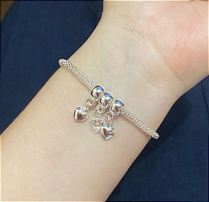 Pulseira Pingente Coração Prata