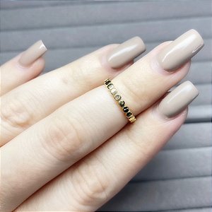 Anel Bolinhas Dourado Falange