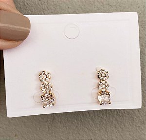 Brincos 3 Bolinhas Cravejado Dourado/Prata