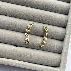 Brinco Ear Cuff Zircônia Dourado/Prata