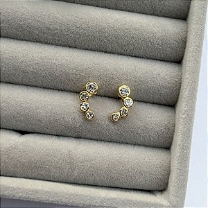 Brinco Ear Cuff Bolinhas Dourado/Prata