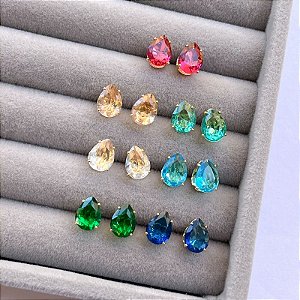 Brincos Dourado Folheado Gota Cores