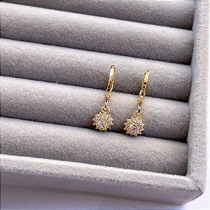 Brincos Argola Prata/Dourado Cravejados Ponto de Luz Real