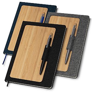 Caderno com Capa em RPET e Bambu CAD160