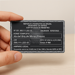 Cartão CR Exército em Alumínio gravado a laser