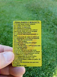 Cartão Regras IPSC Penalidades e Reshoots em Alumínio Anodizado Premium (RO /Atirador)