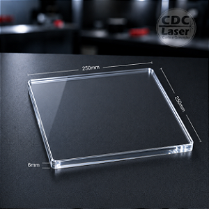 Chapa de Acrílico Cristal 6 mm | 250 x 250mm Premium - Corte a Laser