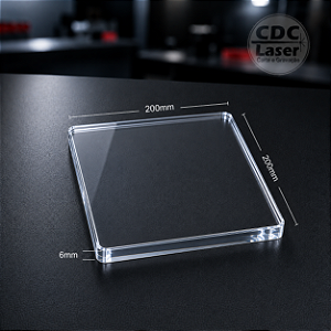 Chapa de Acrílico Cristal 6 mm | 200 x 200mm Premium - Corte a Laser