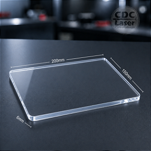 Chapa de Acrílico Cristal 6 mm | 200 x 150mm Premium - Corte a Laser