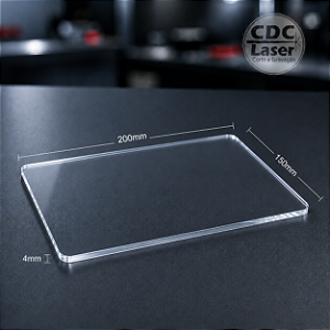 Chapa de Acrílico Cristal 4 mm | 200 x 150mm Premium - Corte a Laser