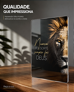 Quadro Decorativo Leão de Acrílico Cristal | A4 297 x 210mm | Impressão UV