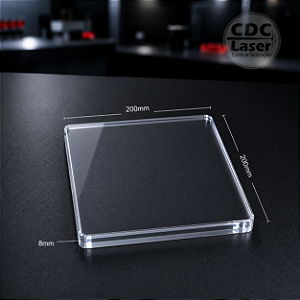 Chapa de Acrílico Cristal 8 mm | 200 x 200mm Premium - Corte a Laser