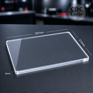 Chapa de Acrílico Cristal 8 mm | A4 297 x 210 mm Premium - Corte a Laser
