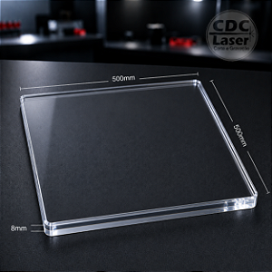 Chapa de Acrílico Cristal 8 mm | 500 x 500mm Premium - Corte a Laser