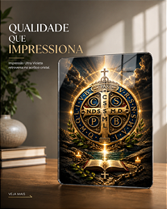 Quadro Decorativo em Acrílico Cristal A4– Medalha de São Bento | UV