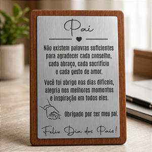 Placa Decorativa Dia dos Pais Gravado a Laser |200 x 150 mm