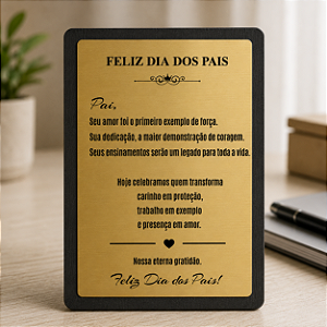 Placa de Homenagem Dia dos Pais ABS Dourado laser | 200 x 150 mm