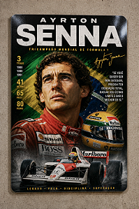 Placa Metálica Sublimada Ayrton Senna – 280 x 200 mm