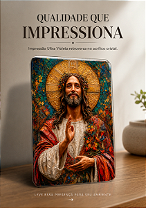 Quadro Decorativo de Jesus Cristo em Acrílico Cristal 4mm | UV