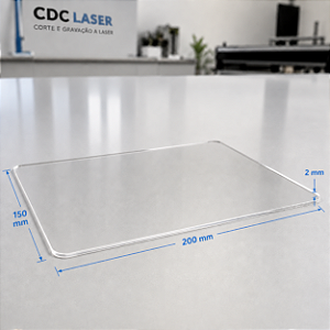 Placa de Acrílico Cristal 2mm – 20Omm x 150mm | Corte a Laser