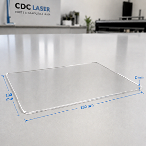 Placa de Acrílico Cristal 2mm – 150 x 100 mm | Corte a Laser