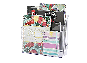 Organizador Triplo Office Cristal – 3 Compartimentos – Ideal para Escritório e Home Office