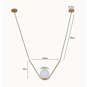 Pendente Gefy Nordecor 1xE27 Globo Branco Dourado