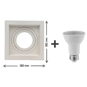 Kit 10 Embutidos PAR20 Recuado Branco + Lâmpadas PAR20 Stella