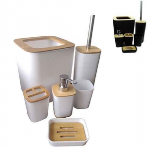 Kit de Banheiro Redondo Tampa Basculante com 6 Peças