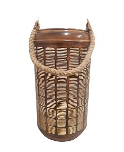Vaso Lanterna Metal Lumi Thane 15,5x39m Bronze Envelhecido