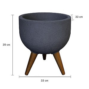 Vaso Redondo Decore Ø33 cm Grafite Japi Astra