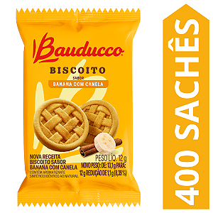 Kit 400 Sachês Biscoito Banana Com Canela Bauducco 12g