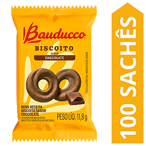 Kit 100 Sachês Biscoito Chocolate Bauducco 11,8g