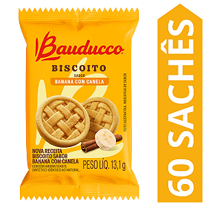 Kit 60 Sachês Biscoito Banana Com Canela Bauducco 13,1g