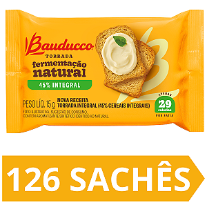 Kit 126 Sachês Torrada Integral Bauducco 15g