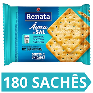 Kit 180 Sachês Biscoito Água e Sal Renata 10g