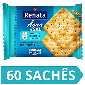 Kit 60 Sachês Biscoito Água e Sal Renata 10g